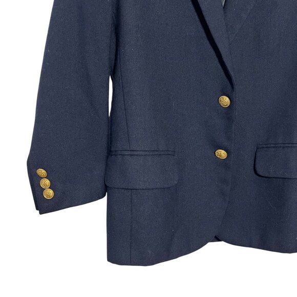 Lands' End Boys Classic Wool Blend Navy Formal Blazer Gold Buttons Lined Size 8 - Picture 7 of 12